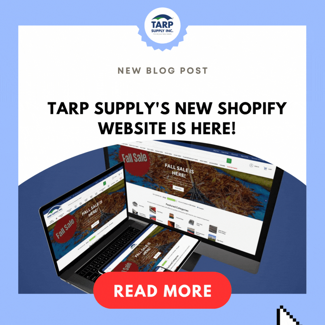 tarp website Tarp Supply Inc. New Shopify Website
