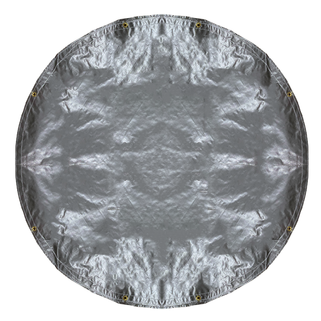 Super Heavy Round Silver/Black Poly Tarp 22' Diameter