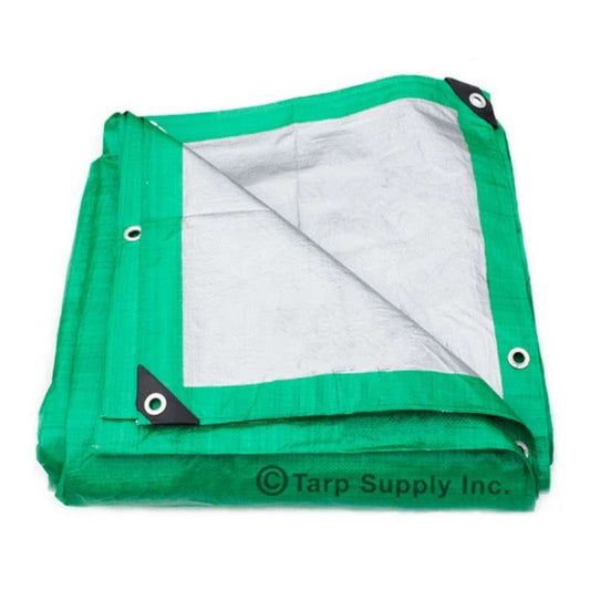 10'x12' Heavy Duty Light Green/Silver Poly Tarp