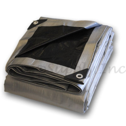 6'x8' Heavy Duty Silver/Black Poly Tarp