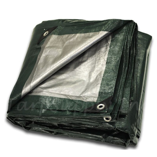 12'x12' Heavy Duty Green/Silver Poly Tarp