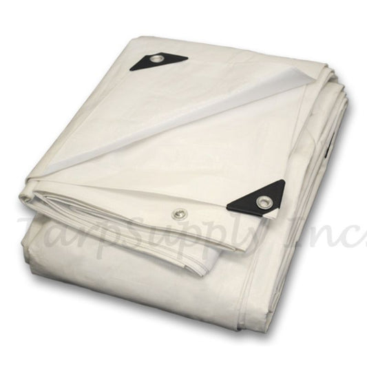 6'x8' Heavy Duty White Poly Tarps - Case of 20 Tarps