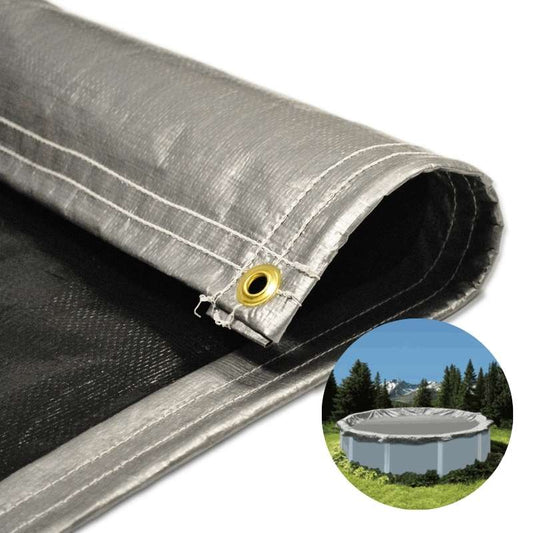 Round Silver/Black Super Heavy Poly Tarp 18' Diameter