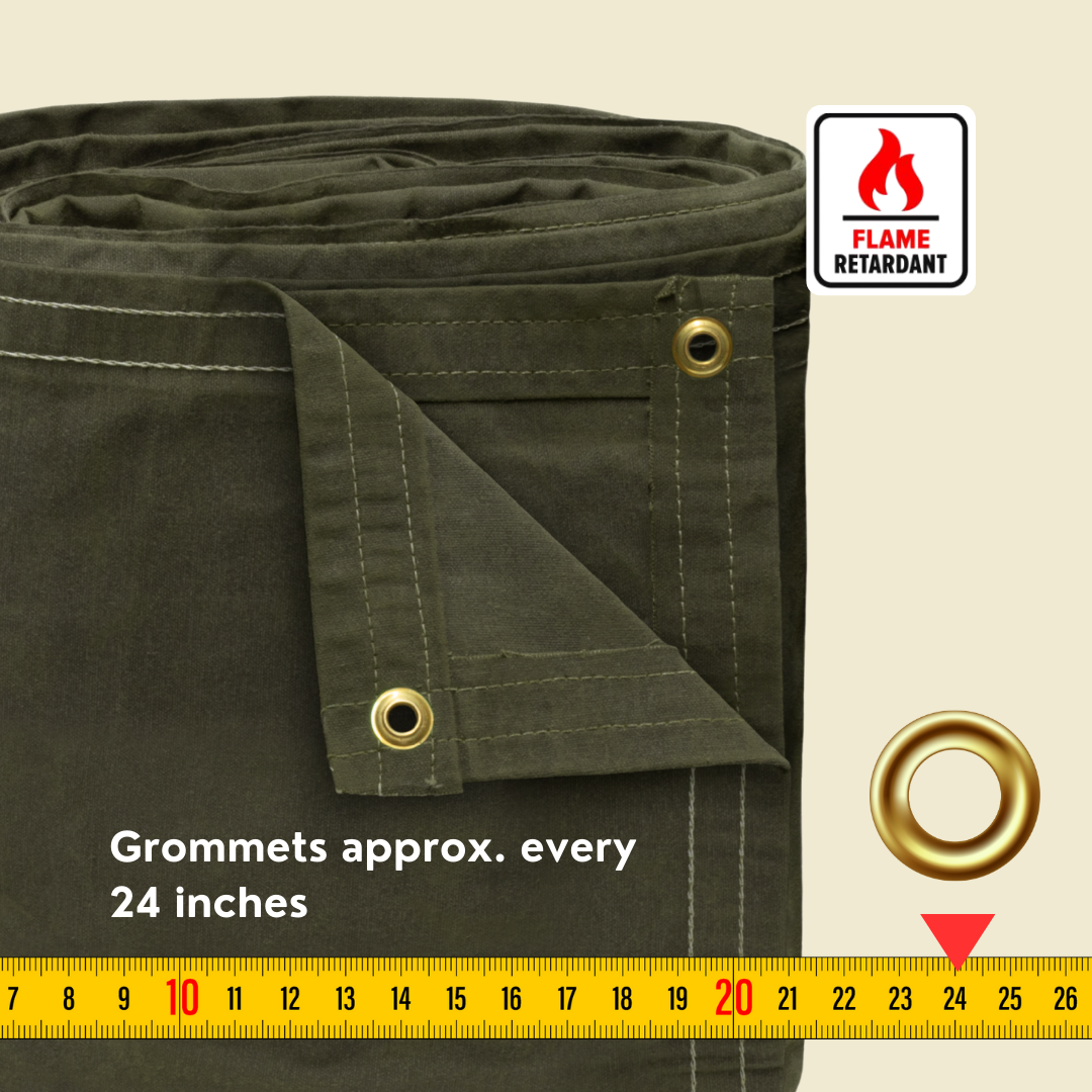 10'x10' Flame Retardant Canvas Tarp 16 oz