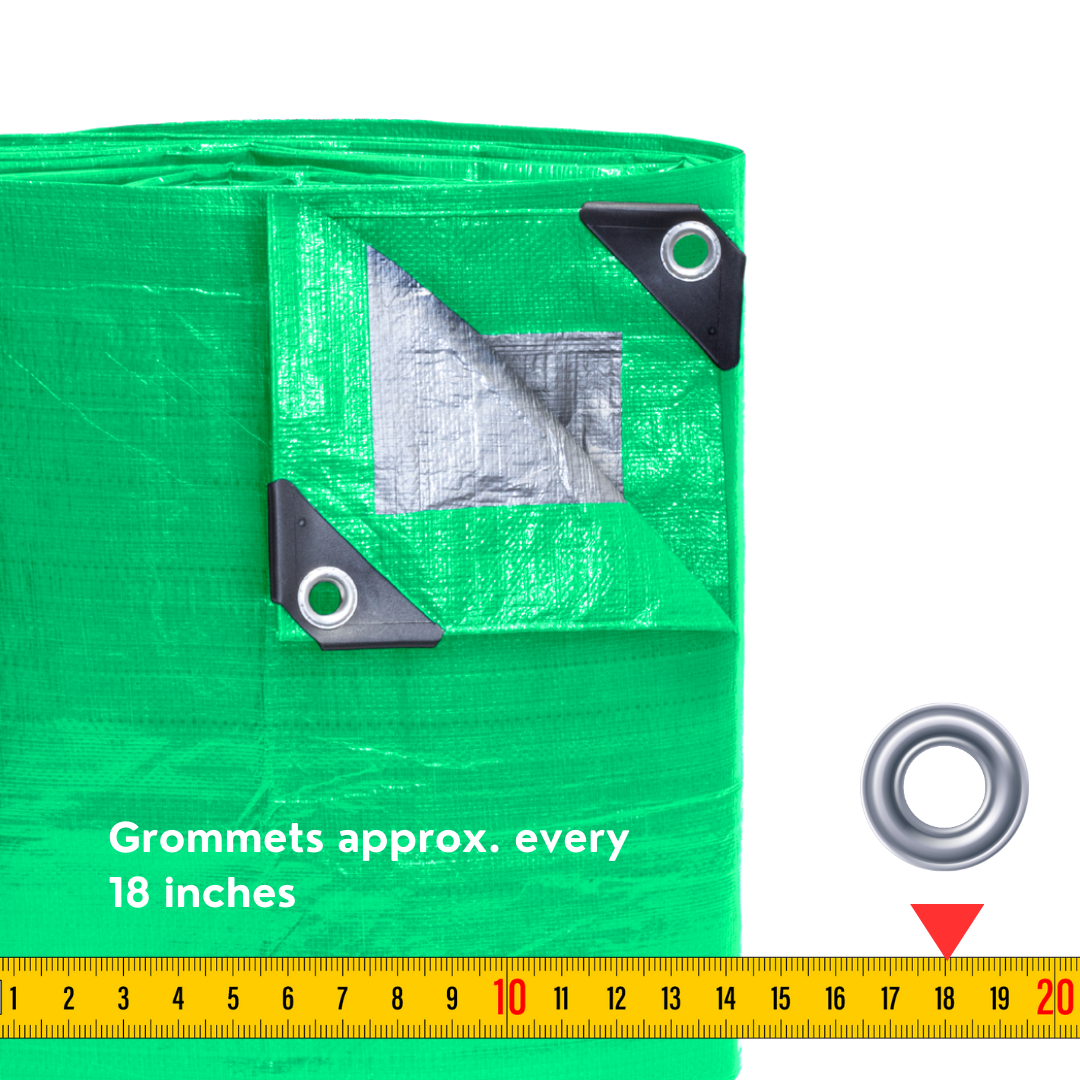 12'x14' Heavy Duty Light Green/Silver Poly Tarp