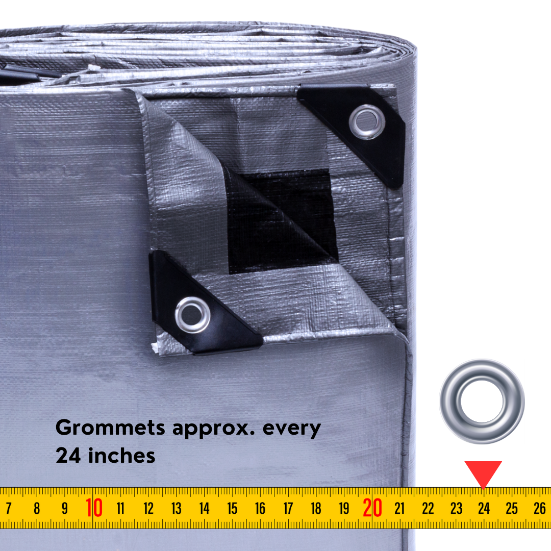 10'x12' Heavy Duty Silver/Black Poly Tarp