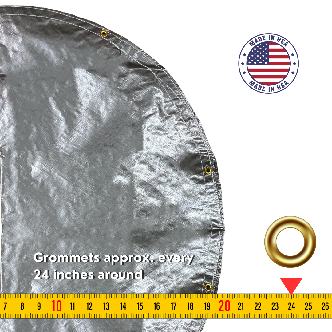 round tarp Round Silver/Black Super Heavy Duty Poly Tarp 24' Diameter