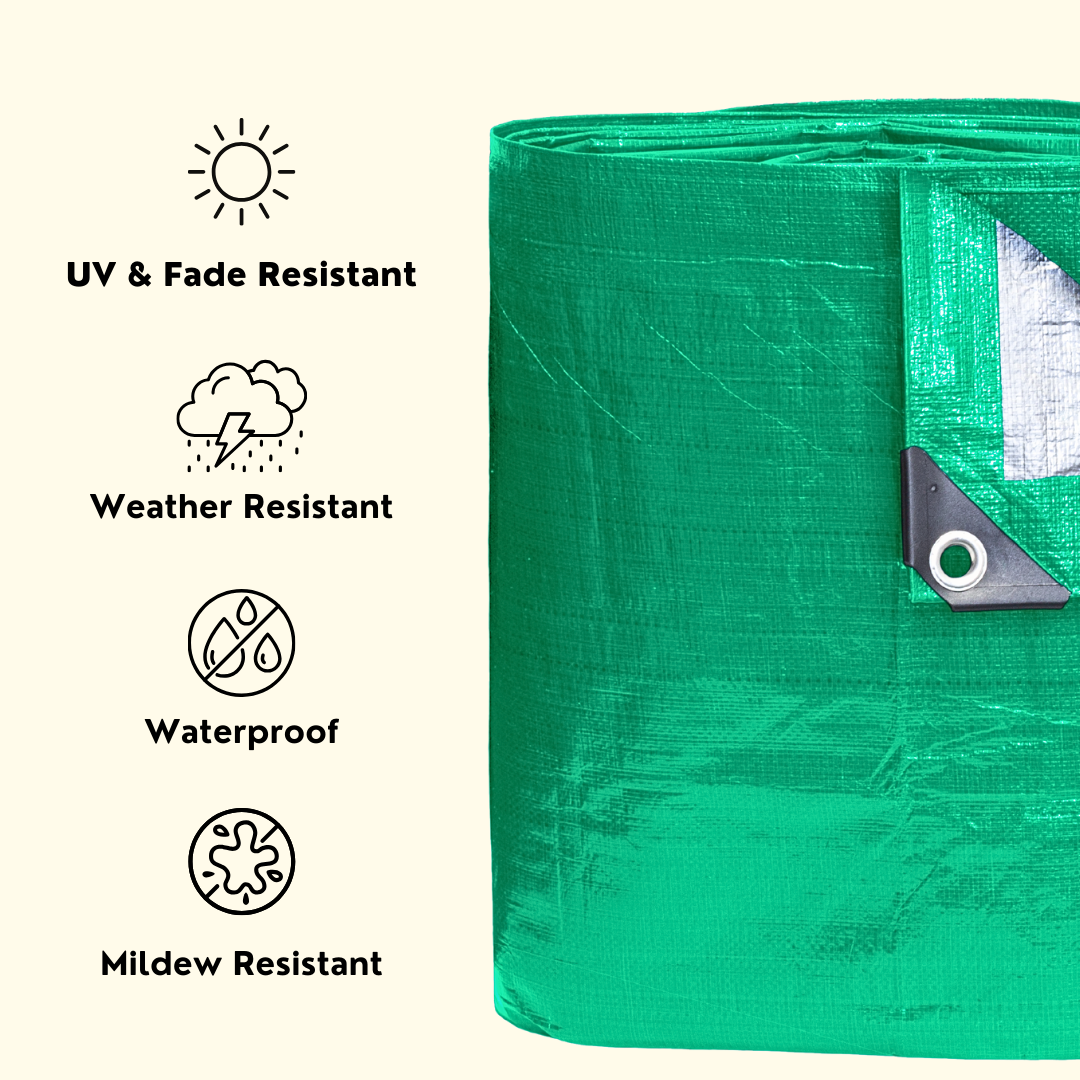 12'x14' Heavy Duty Light Green/Silver Poly Tarp