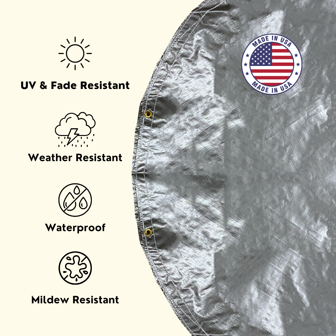 weather resistant tarp 24' Round Silver/Black Super Heavy Poly Tarp