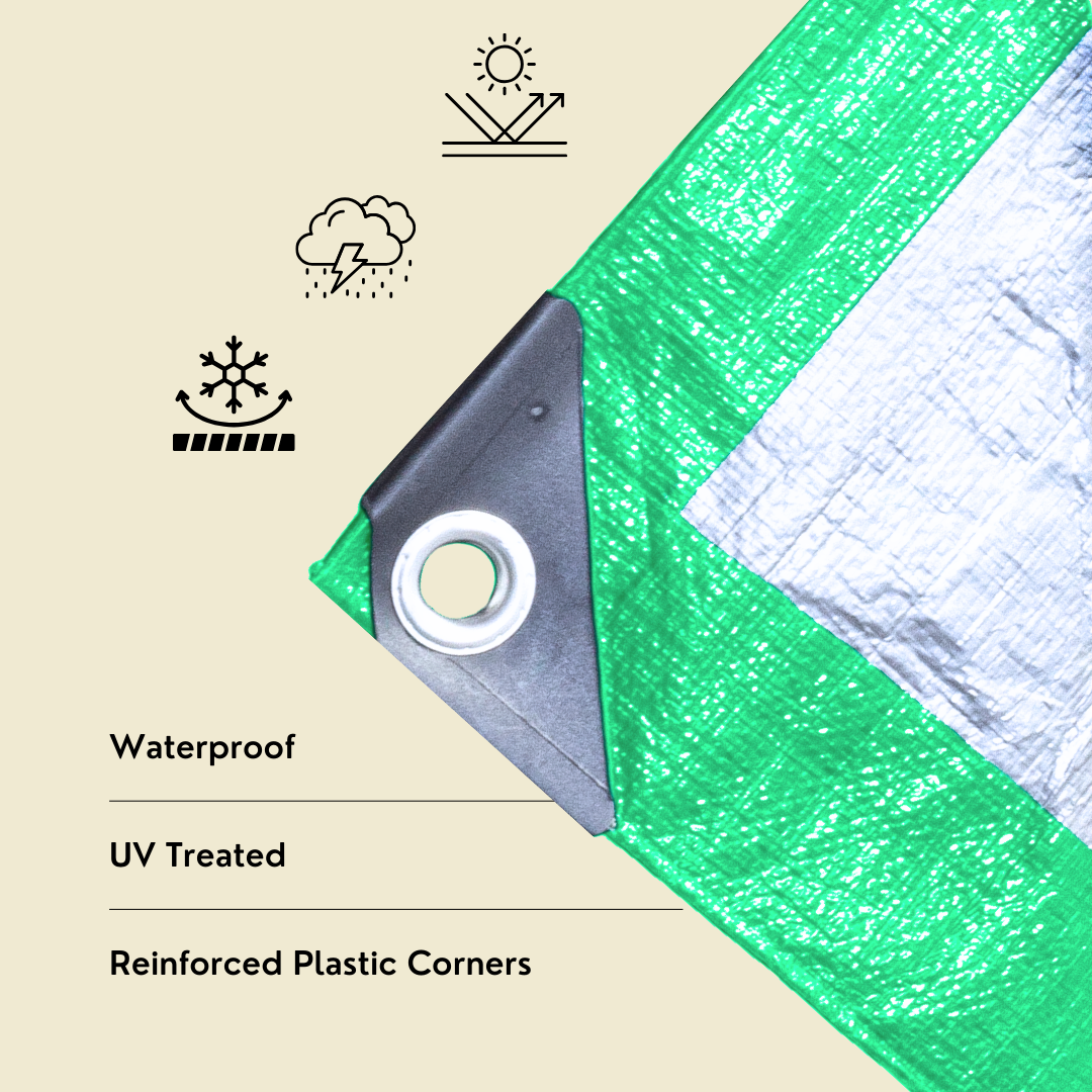 12'x14' Heavy Duty Light Green/Silver Poly Tarp