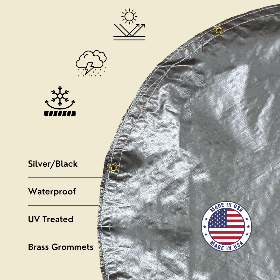 Round Silver/Black Super Heavy Poly Tarp 16' Diameter