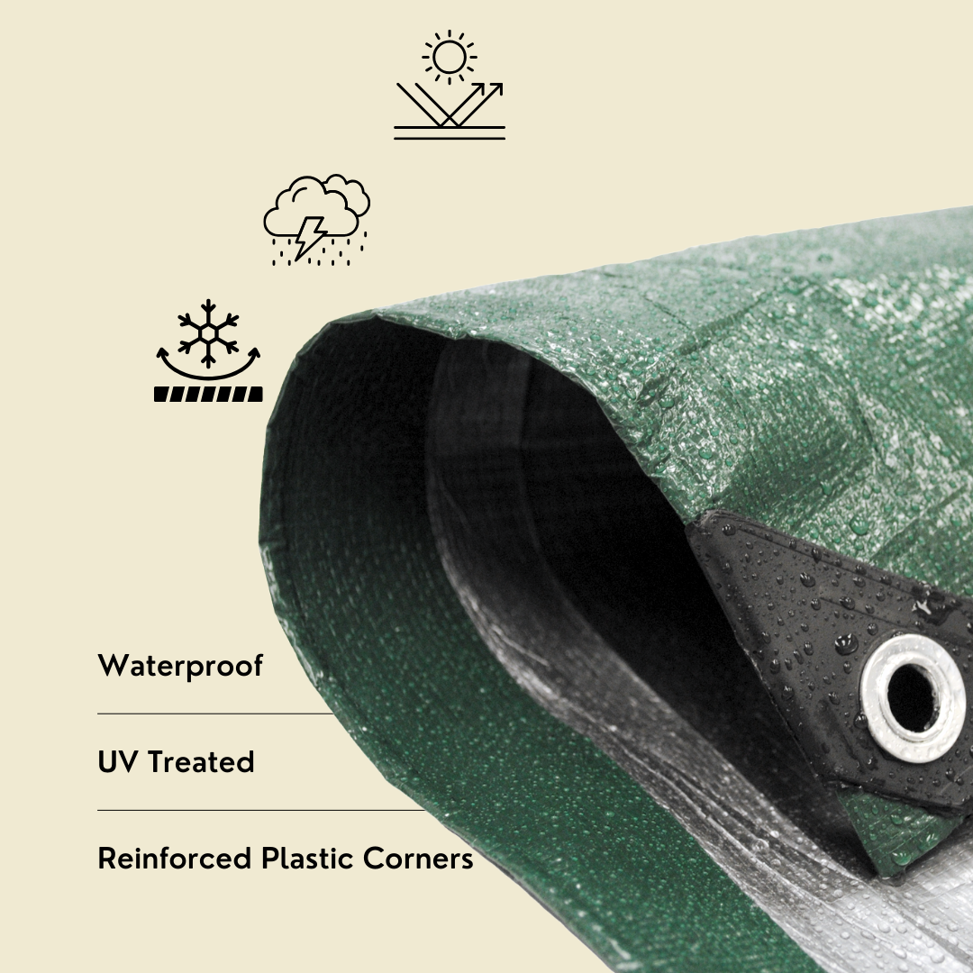 10' x 15' Heavy Duty Green/Silver Poly Tarp