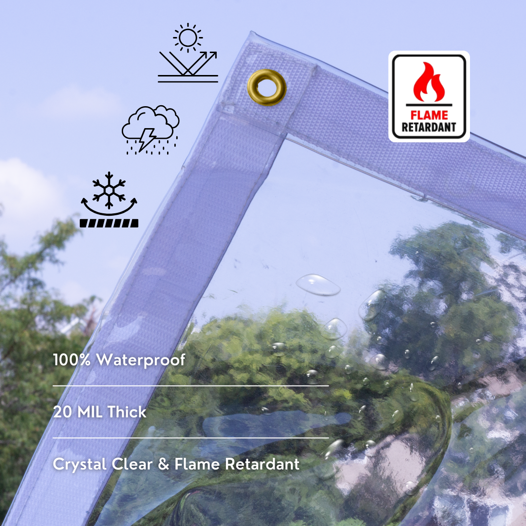 5'x7' Heavy Duty 20 Mil Flame Retardant Clear PVC Vinyl Tarp