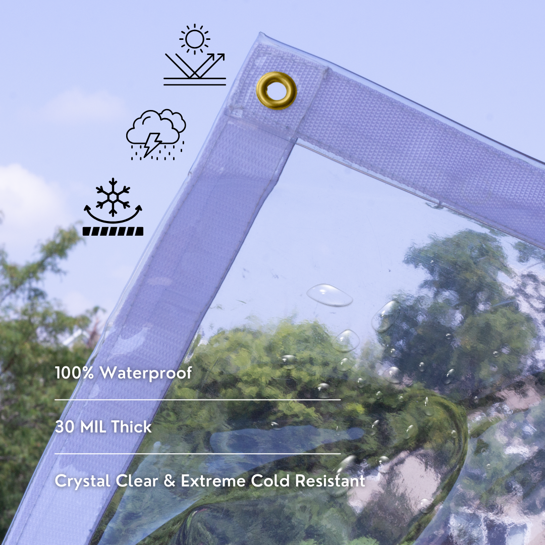 6'x8' Super Heavy Duty 30 Mil Clear PVC Vinyl Tarp