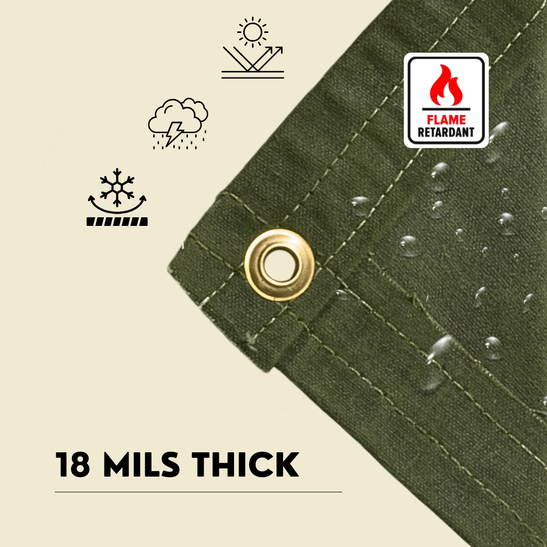 10'x10' Flame Retardant Canvas Tarp 16 oz
