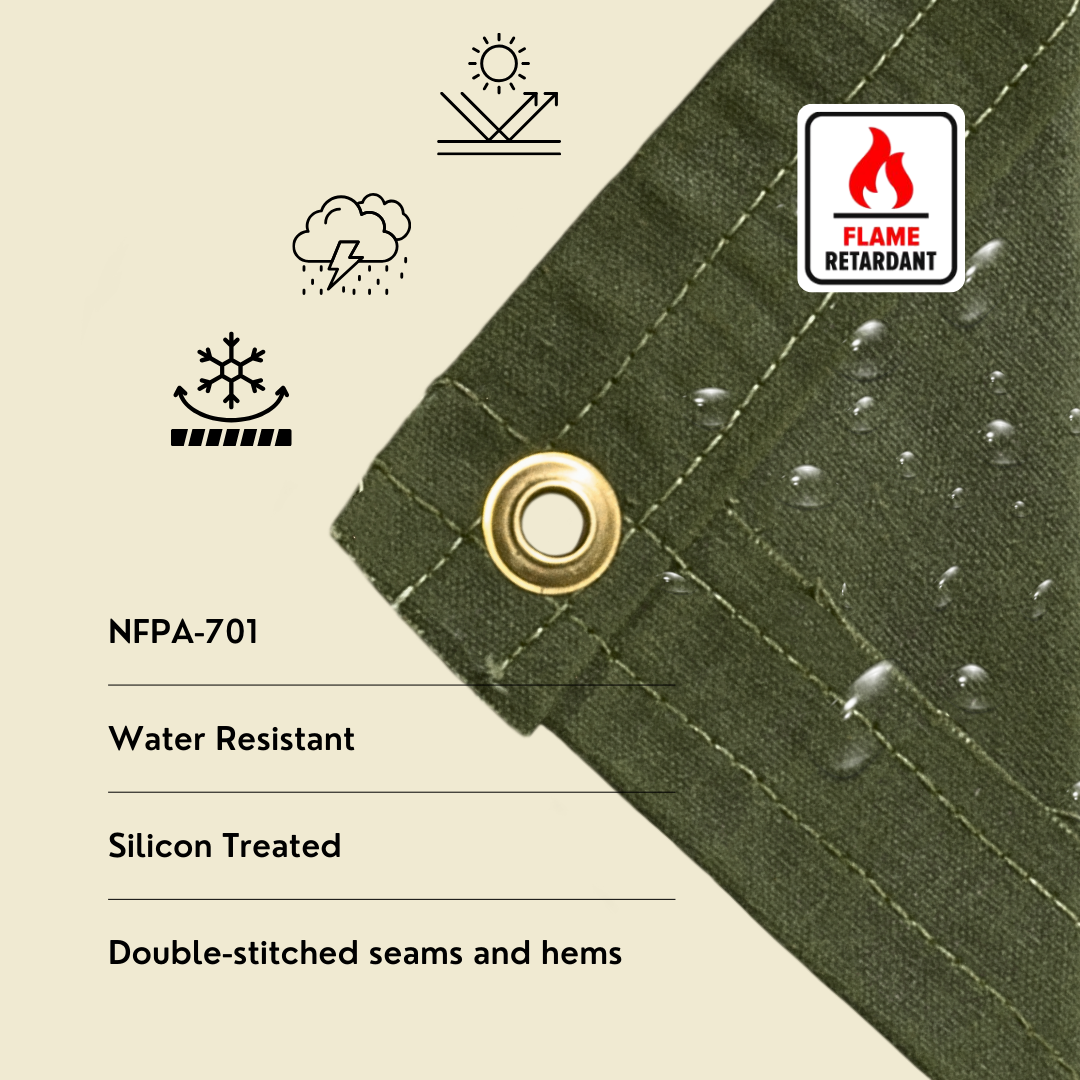 fernwärme tarp Flame Retardant Canvas Tarp 16 oz 12'x12'