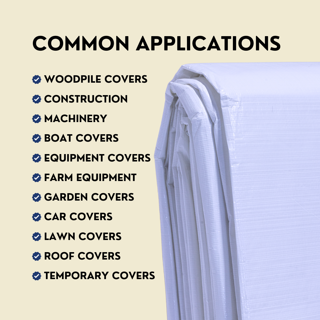 10'x10' Heavy Duty White Poly Tarp