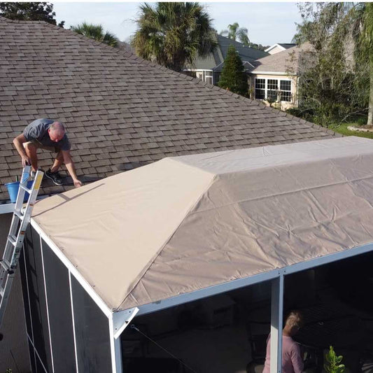 10'x20' [Cut Size][Tan] 18oz Flame Retardant Vinyl Tarp with Grommets