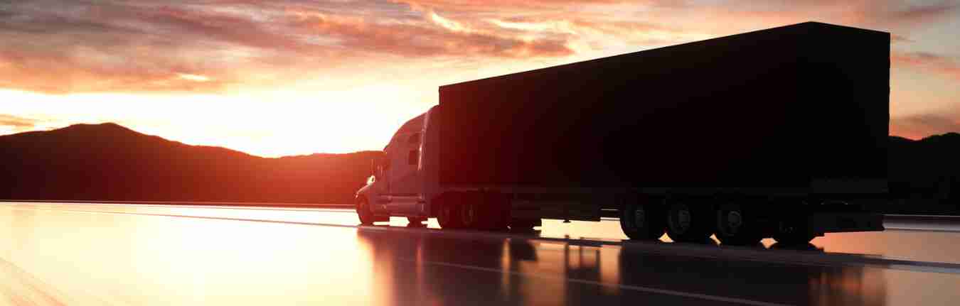 truck banner truck driving on sunset