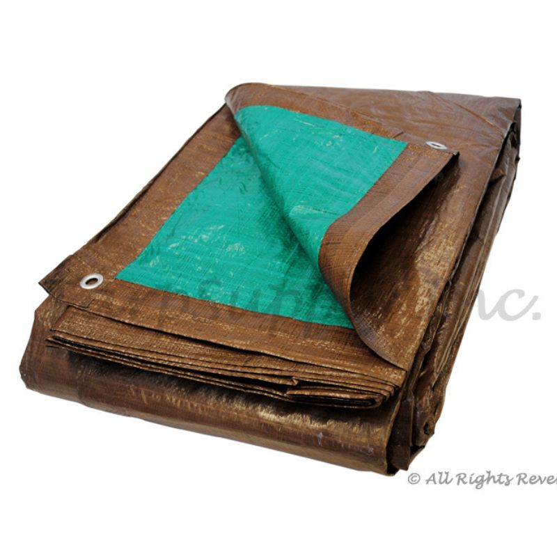 8'x10' Brown/Green Poly Tarps - Case of 15 Tarps