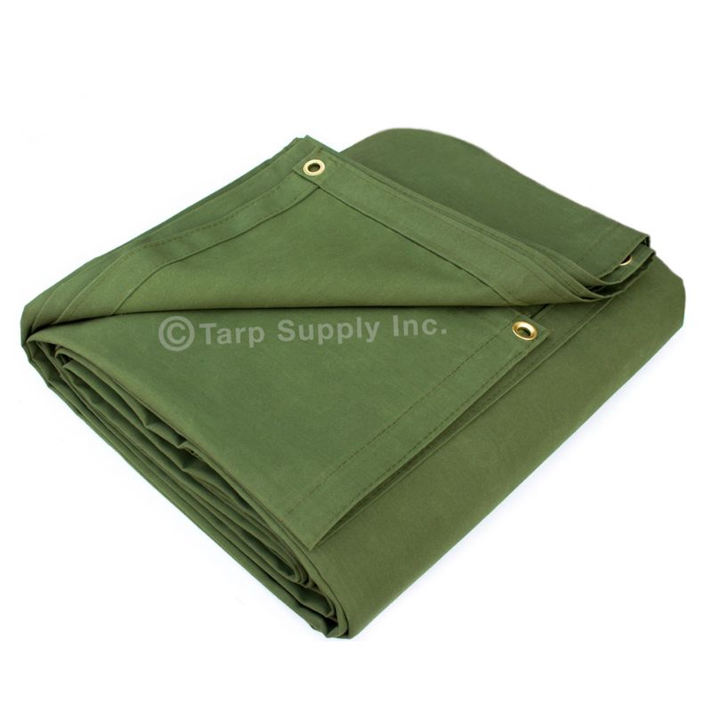 12'x16' Green Polyester Canvas Tarp [EXACT SIZE Special]