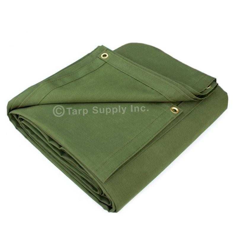 10'x10' Green Polyester Canvas Tarp [EXACT SIZE Special]