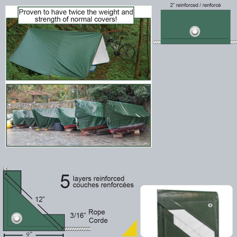 10'x14' Heavy Duty Green/White Poly Tarp