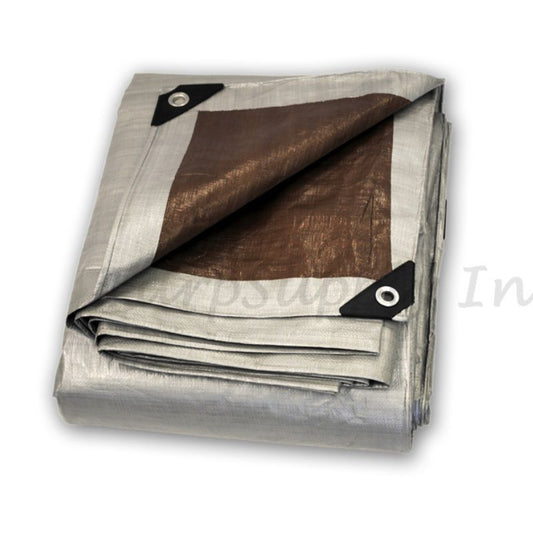 10'x15' Heavy Duty Silver/Brown Poly Tarp